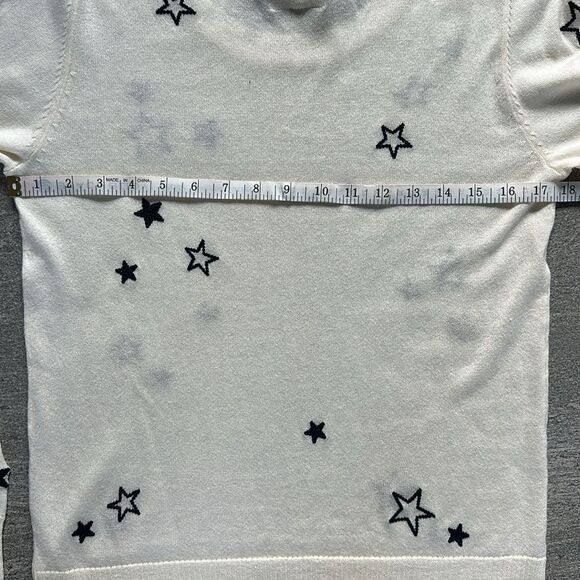 NWT Chaser Embroidery Stars Long Sleeve Crewneck Cashmere Sweater Ivory Small - Picture 12 of 14